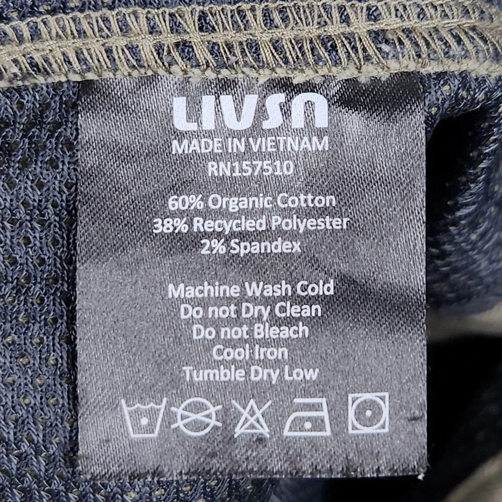 LIVSN Flex Canvas Pants V3 Mens 34x32 Olive Green Organic Cotton Blend Outdoor